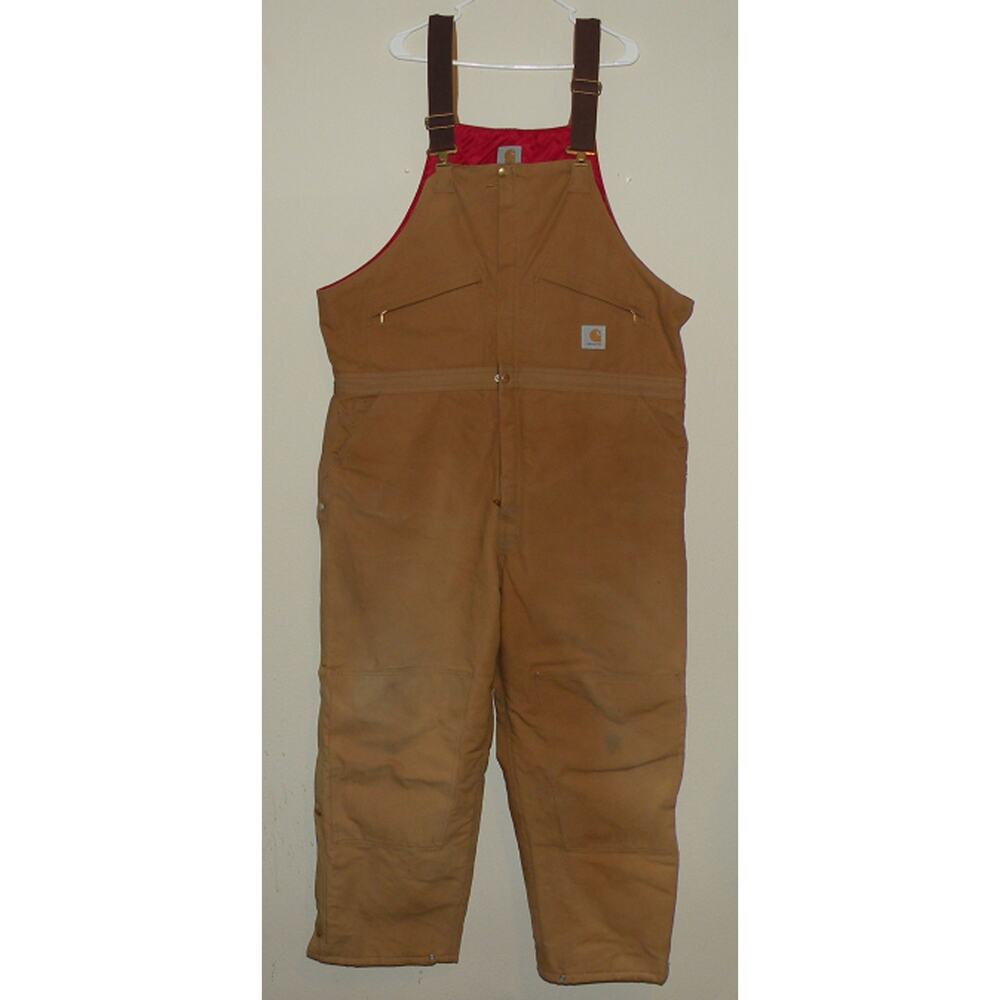 Carhartt R04 BRN Men’s 48 x 30 Insulated Canvas Coveralls Brown Cotton Made USA